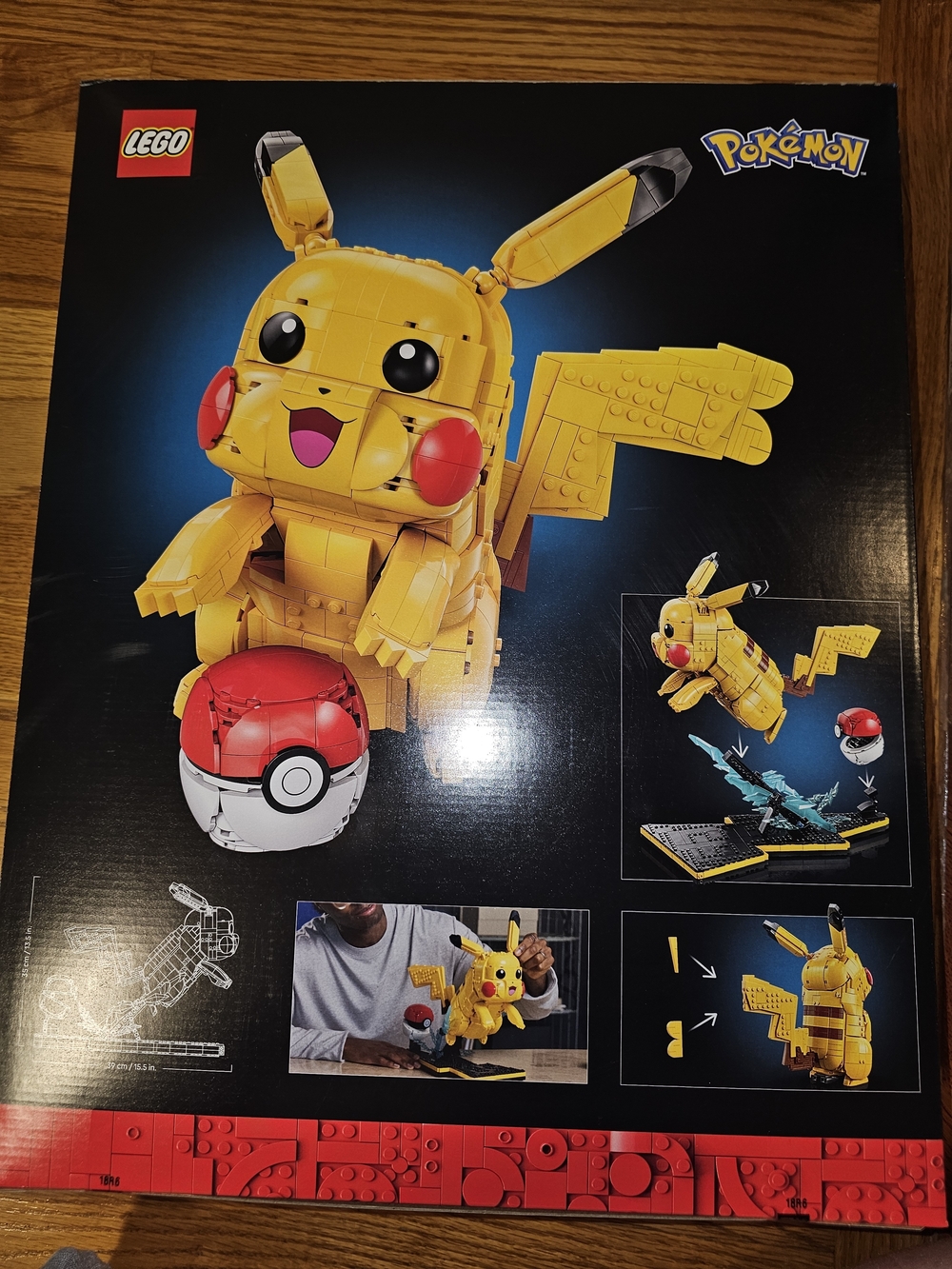 Lego Pikachu Model Kit in Yellow with Red Poké Ball